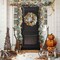 Autumn Pumpkin & Eucalyptus Fall Wreath – Thanksgiving Front Door Wreath with Berries, Lamb Ear Leaves, Pinecones & Grapevine Base for Home Porch & Wall Decor